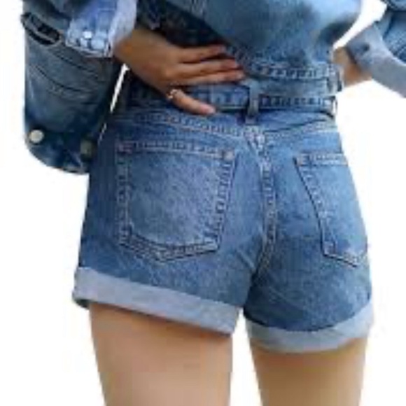 Reformation Charlie High Waisted Denim Shorts with rolled cuff, size 28 - Picture 3 of 8